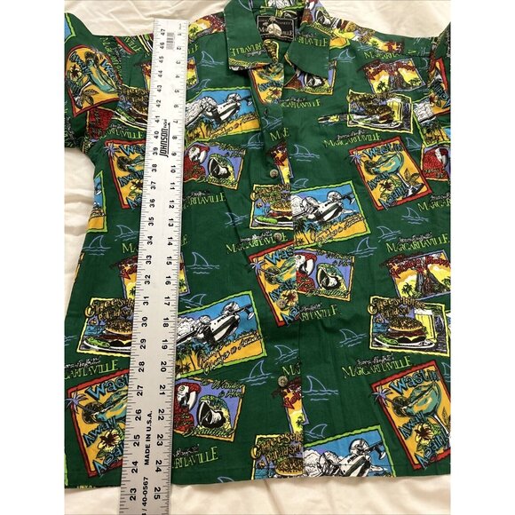 Jimmy Buffett's Margaritaville Womens Button Down Hawaiian Shirt Medium Green - Picture 9 of 9